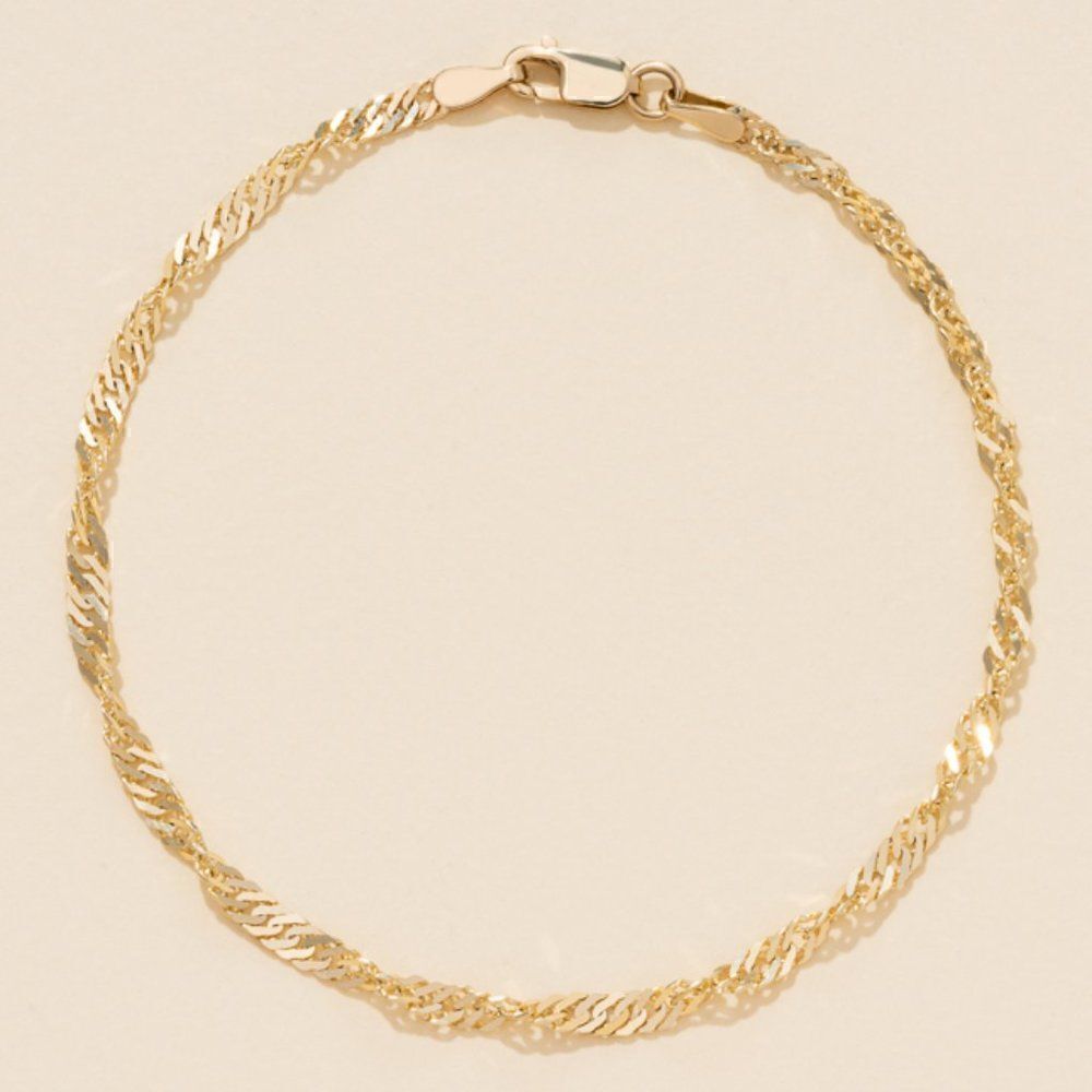 14k solid gold Singapore bracelet | 14K Yellow Gold Singapore Chain Bracelet |